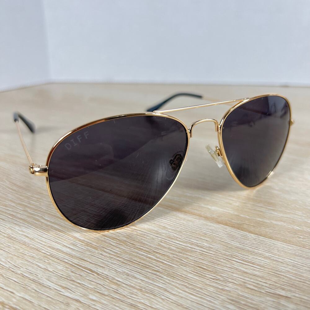 Diff Cruz GD-GR 186 Aviator Sunglasses Gold Frames 59-16-145